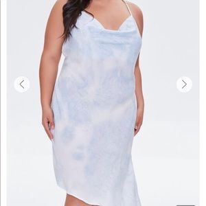 Forever21 Light Blue Satin Cowl Neck Slip Dress